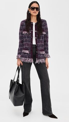 L'AGENCE Women's Kastoria Fringe Trim Cardigan in Saudi Arabia