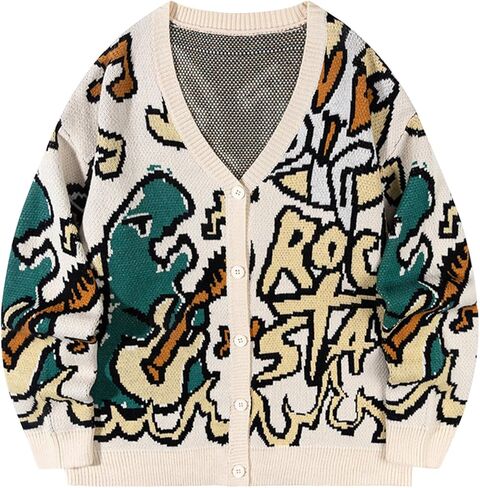 Kissonic Women's Dinosaur Sweater Vintage Button Down Unisex Casual Letter Cute Kintted Cardigan in Saudi Arabia