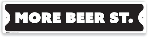 لافتات ورسومات PetKa PKCS-0018-NA_18x4 "More Beer St." لافتة ألومنيوم، 18 بوصة × 4 بوصة، أبيض على أسود in Kuwait