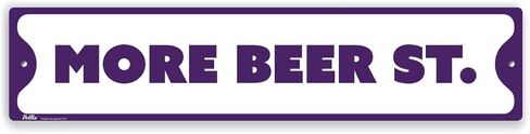 لافتات ورسومات PetKa PKCS-0018-NA_18x4 "More Beer St." لافتة ألومنيوم، 18 بوصة × 4 بوصة، أبيض على أسود in Kuwait