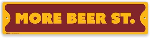 لافتات ورسومات PetKa PKCS-0018-NA_18x4 "More Beer St." لافتة ألومنيوم، 18 بوصة × 4 بوصة، أبيض على أسود in Kuwait