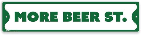 لافتات ورسومات PetKa PKCS-0018-NA_18x4 "More Beer St." لافتة ألومنيوم، 18 بوصة × 4 بوصة، أبيض على أسود in Kuwait