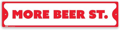 لافتات ورسومات PetKa PKCS-0018-NA_18x4 "More Beer St." لافتة ألومنيوم، 18 بوصة × 4 بوصة، أبيض على أسود in Kuwait