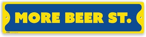 لافتات ورسومات PetKa PKCS-0018-NA_18x4 "More Beer St." لافتة ألومنيوم، 18 بوصة × 4 بوصة، أبيض على أسود in Kuwait