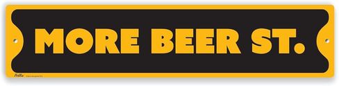 لافتات ورسومات PetKa PKCS-0018-NA_18x4 "More Beer St." لافتة ألومنيوم، 18 بوصة × 4 بوصة، أبيض على أسود in Kuwait