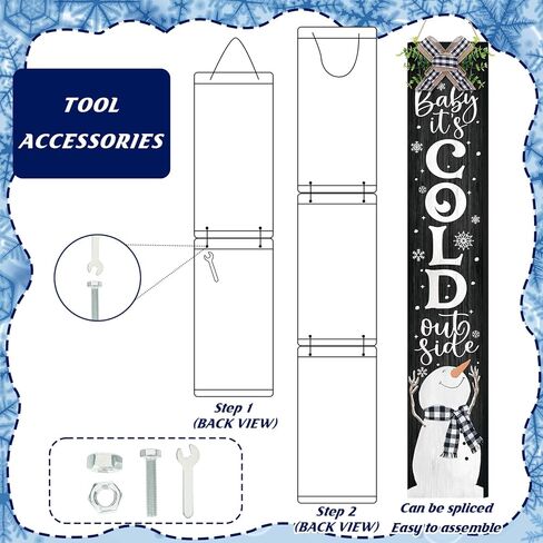 Winter Porch Sign Christmas Hanging Decor 42'' Rustic Vertical Welcome Wooden Sign with Lanyard Bowknot for Outdoor Home Front Door Porch Patio Deck Wall Indoor Farmhouse in Saudi Arabia