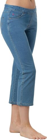 PajamaJeans Women Capri Jeans for Summer - Women's Capris - Pedal Pushers for Women Pull on Capris - Womens Casual Capris in Saudi Arabia