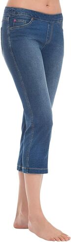 PajamaJeans Women Capri Jeans for Summer - Women's Capris - Pedal Pushers for Women Pull on Capris - Womens Casual Capris in Saudi Arabia
