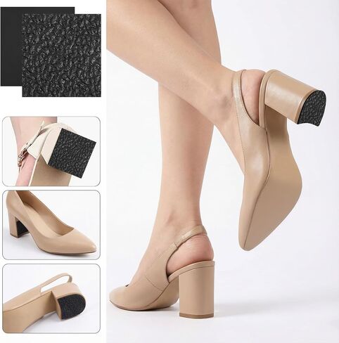 Shoe Heel Repair Rubber Pads, 6.6mm (1/4 Inch) Thick, Anti-Slip Cowboy Boot Heel Replacement for Men's and Woman's, 2 Pairs Black in Kuwait