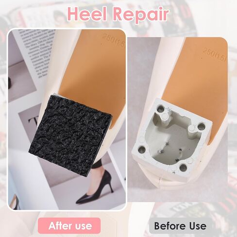 Shoe Heel Repair Rubber Pads, 6.6mm (1/4 Inch) Thick, Anti-Slip Cowboy Boot Heel Replacement for Men's and Woman's, 2 Pairs Black in Kuwait