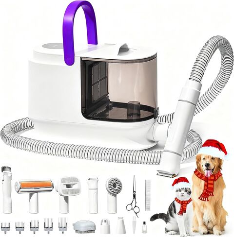 Bunfly Dog Grooming Kit with 13000kpa Strong Grooming & Vacuum Suction 99% Pet Hair,3L Capacity,11 Grooming Tools Dogs Cats and Other Animals,Home and Car Cleaning -Black in Saudi Arabia