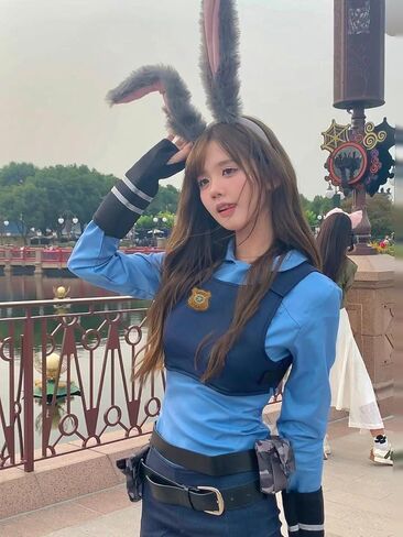 Gray Bunny Rabbit Ears Headband and Badge Costume Accessories Set for Women Easter Halloween Cosplay Party Holiday in Saudi Arabia