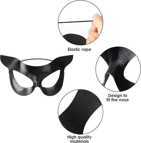 4/6Pcs Halloween Cat Woman Costume Accessories, Black Cat Mask Cosplay Costume for Women, Faux Leather Gloves Necklace Outfit in Saudi Arabia