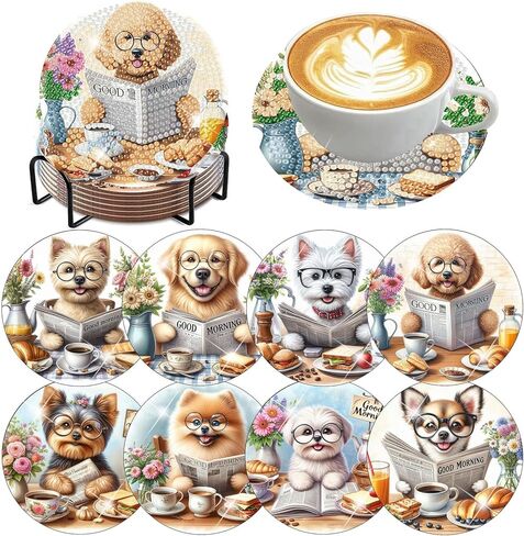 8 Pcs Diamond Art Coasters Kit,Diamond Painting Coasters,Flower Diamond Art Kits for Adults,Flowers Coaster Diamond Art Kit,Small Diamond Painting Kits with Holder in Kuwait