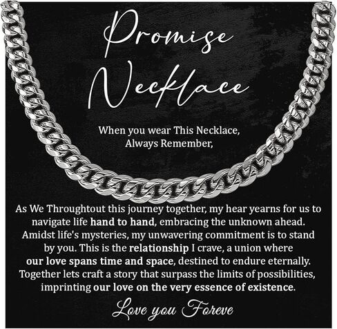 Promise Necklace For Him, Promise Chain For Boyfriend, Birthday Gifts For Boyfriend And Husband, Cuban Link Chain For Man, Husband Gift From Wife With Message Card And Box in Saudi Arabia