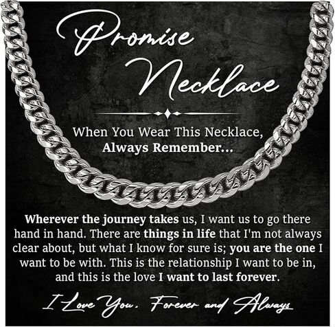 Promise Necklace For Him, Promise Chain For Boyfriend, Birthday Gifts For Boyfriend And Husband, Cuban Link Chain For Man, Husband Gift From Wife With Message Card And Box in Saudi Arabia