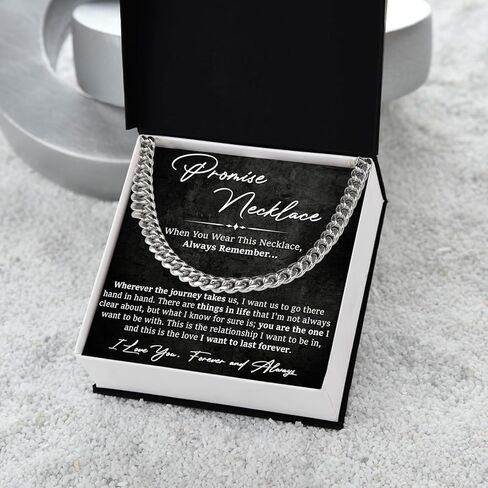Promise Necklace For Him, Promise Chain For Boyfriend, Birthday Gifts For Boyfriend And Husband, Cuban Link Chain For Man, Husband Gift From Wife With Message Card And Box in Saudi Arabia