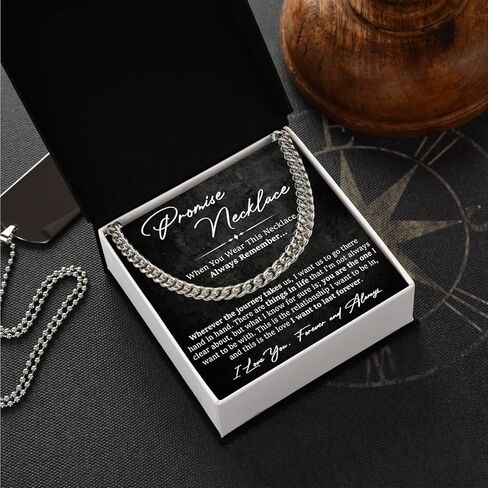 Promise Necklace For Him, Promise Chain For Boyfriend, Birthday Gifts For Boyfriend And Husband, Cuban Link Chain For Man, Husband Gift From Wife With Message Card And Box in Saudi Arabia