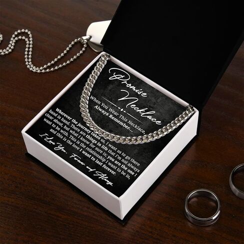 Promise Necklace For Him, Promise Chain For Boyfriend, Birthday Gifts For Boyfriend And Husband, Cuban Link Chain For Man, Husband Gift From Wife With Message Card And Box in Saudi Arabia