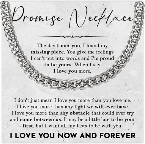 Promise Necklace For Him, Promise Chain For Boyfriend, Birthday Gifts For Boyfriend And Husband, Cuban Link Chain For Man, Husband Gift From Wife With Message Card And Box in Saudi Arabia