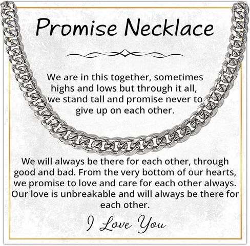 Promise Necklace For Him, Promise Chain For Boyfriend, Birthday Gifts For Boyfriend And Husband, Cuban Link Chain For Man, Husband Gift From Wife With Message Card And Box in Saudi Arabia