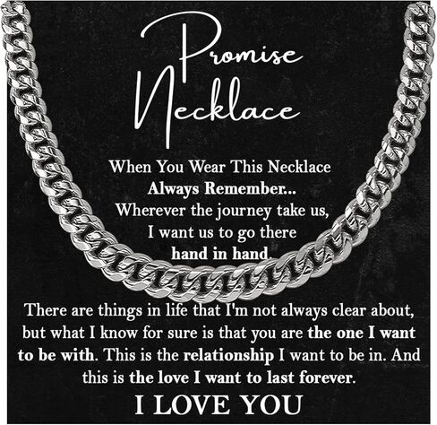 Promise Necklace For Him, Promise Chain For Boyfriend, Birthday Gifts For Boyfriend And Husband, Cuban Link Chain For Man, Husband Gift From Wife With Message Card And Box in Saudi Arabia