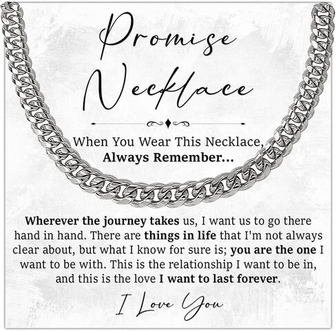 Promise Necklace For Him, Promise Chain For Boyfriend, Birthday Gifts For Boyfriend And Husband, Cuban Link Chain For Man, Husband Gift From Wife With Message Card And Box in Saudi Arabia
