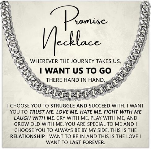 Promise Necklace For Him, Promise Chain For Boyfriend, Birthday Gifts For Boyfriend And Husband, Cuban Link Chain For Man, Husband Gift From Wife With Message Card And Box in Saudi Arabia
