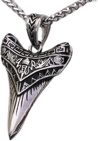 Shark Necklace for Men, Women & Kids - 316 Stainless Steel Pendant - 22-24" Adjustable Chain with Lobster Clasp - Saltwater Safe Ocean Jewelry - Premium Gift Box Included in Saudi Arabia