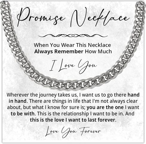Promise Necklace For Him, Promise Chain For Boyfriend, Birthday Gifts For Boyfriend And Husband, Cuban Link Chain For Man, Husband Gift From Wife With Message Card And Box in Saudi Arabia