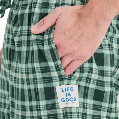 Life is Good. Men's Treeline Plaid Classic Sleep Pant, Treeline Green, Medium in Saudi Arabia