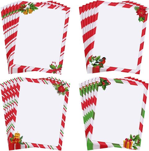 Teling 48 Sheets Christmas Poinsettia Stationary Paper 8.5 x 11'' Cardinal Printer Paper Xmas Pine Cones Berries Letterhead Vintage Holiday Writing Letter Paper for Notes Greeting Invitations Office in Saudi Arabia