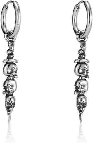 Stainless steel skull cone hanging ear ring earrings suitable for men and women Gothic style jewelry in Saudi Arabia
