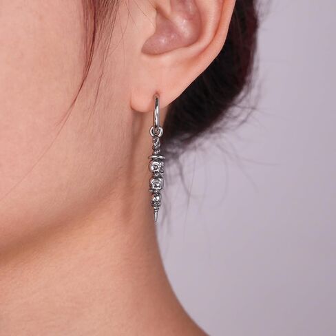 Stainless steel skull cone hanging ear ring earrings suitable for men and women Gothic style jewelry in Saudi Arabia