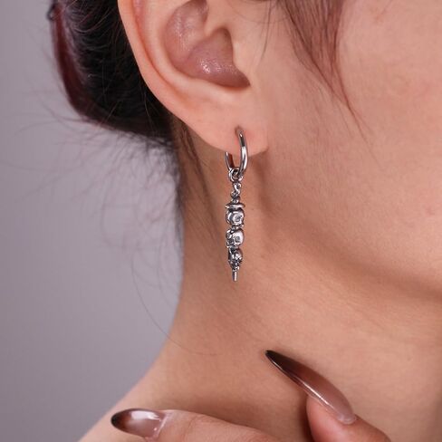 Stainless steel skull cone hanging ear ring earrings suitable for men and women Gothic style jewelry in Saudi Arabia