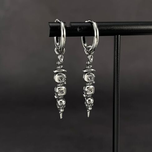 Stainless steel skull cone hanging ear ring earrings suitable for men and women Gothic style jewelry in Saudi Arabia
