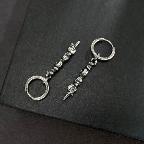 Stainless steel skull cone hanging ear ring earrings suitable for men and women Gothic style jewelry in Saudi Arabia