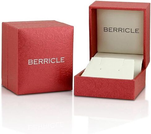 BERRICLE Sterling Silver Gold Flashed CZ Solitaire Small Stud Earrings for Women Men, Simulated Diamond Cubic Zirconia Earrings, Heart/Round/Princess Cuts, Blue/Green/Pink/Purple in Saudi Arabia