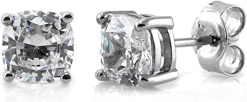 BERRICLE Sterling Silver Gold Flashed CZ Solitaire Small Stud Earrings for Women Men, Simulated Diamond Cubic Zirconia Earrings, Heart/Round/Princess Cuts, Blue/Green/Pink/Purple in Saudi Arabia