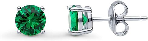BERRICLE Sterling Silver Gold Flashed CZ Solitaire Small Stud Earrings for Women Men, Simulated Diamond Cubic Zirconia Earrings, Heart/Round/Princess Cuts, Blue/Green/Pink/Purple in Saudi Arabia