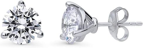 BERRICLE Sterling Silver Gold Flashed CZ Solitaire Small Stud Earrings for Women Men, Simulated Diamond Cubic Zirconia Earrings, Heart/Round/Princess Cuts, Blue/Green/Pink/Purple in Saudi Arabia