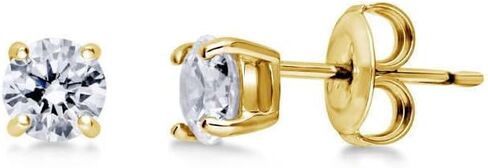 BERRICLE Sterling Silver Gold Flashed CZ Solitaire Small Stud Earrings for Women Men, Simulated Diamond Cubic Zirconia Earrings, Heart/Round/Princess Cuts, Blue/Green/Pink/Purple in Saudi Arabia