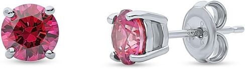 BERRICLE Sterling Silver Gold Flashed CZ Solitaire Small Stud Earrings for Women Men, Simulated Diamond Cubic Zirconia Earrings, Heart/Round/Princess Cuts, Blue/Green/Pink/Purple in Saudi Arabia