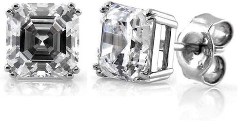 BERRICLE Sterling Silver Gold Flashed CZ Solitaire Small Stud Earrings for Women Men, Simulated Diamond Cubic Zirconia Earrings, Heart/Round/Princess Cuts, Blue/Green/Pink/Purple in Saudi Arabia