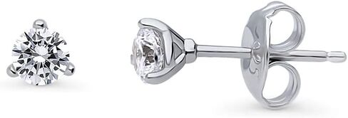 BERRICLE Sterling Silver Gold Flashed CZ Solitaire Small Stud Earrings for Women Men, Simulated Diamond Cubic Zirconia Earrings, Heart/Round/Princess Cuts, Blue/Green/Pink/Purple in Saudi Arabia