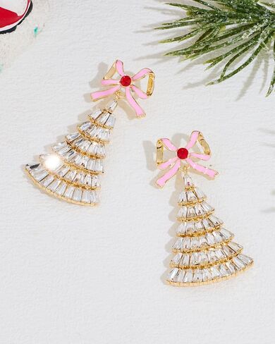Christmas Earrings For Women Christmas Tree Reindeer Light Bulbs Ginger Man Bows Dangle Earrings Holiday Statement Earrings in Saudi Arabia