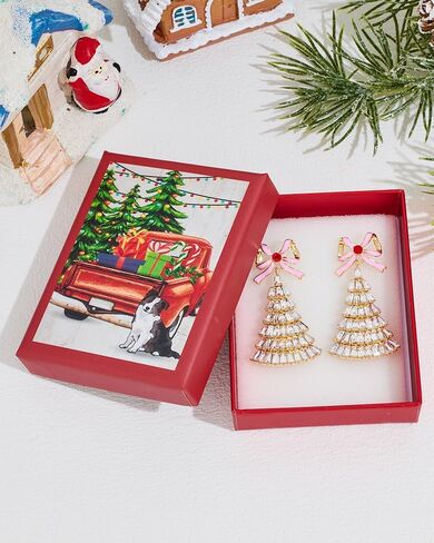 Christmas Earrings For Women Christmas Tree Reindeer Light Bulbs Ginger Man Bows Dangle Earrings Holiday Statement Earrings in Saudi Arabia
