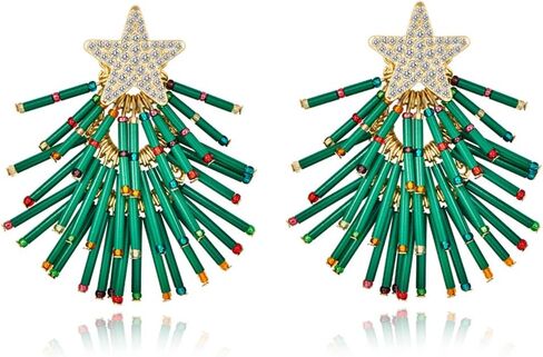 Christmas Earrings For Women Christmas Tree Reindeer Light Bulbs Ginger Man Bows Dangle Earrings Holiday Statement Earrings in Saudi Arabia