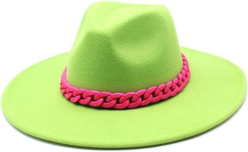 White Classic Fedora Hat with Pink Braided Band, Wide Brim Sun Protection, Casual Wear in Saudi Arabia