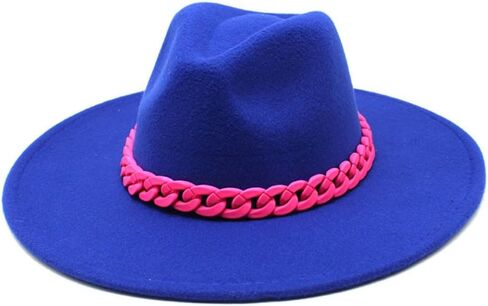 White Classic Fedora Hat with Pink Braided Band, Wide Brim Sun Protection, Casual Wear in Saudi Arabia